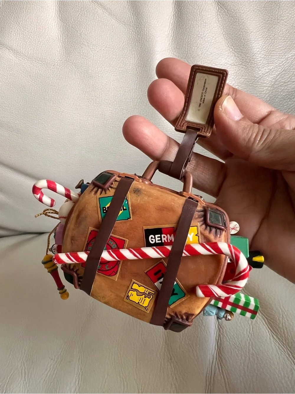 Santa's Suitcase Brown Travel Duffel Bag Ornament